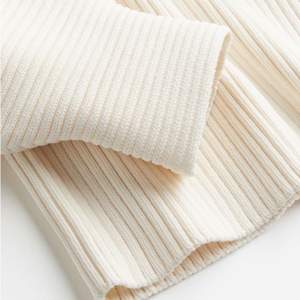 H&M Rib Knit Fitted Sweater Cream New - Picture 8 of 10